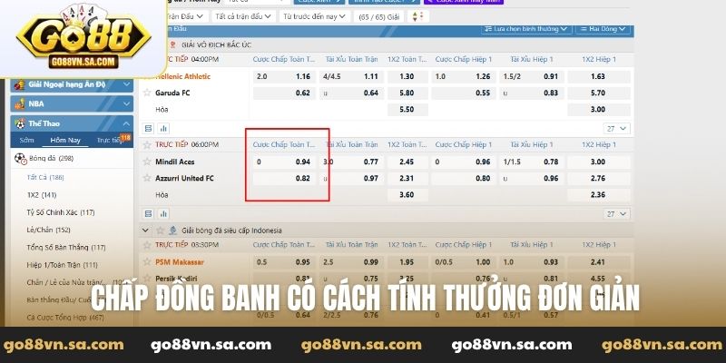 Chấp đồng banh có cách tính thưởng đơn giản